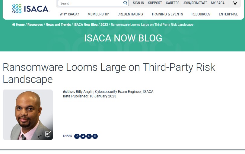 ISACA Ransomware Blog Post.